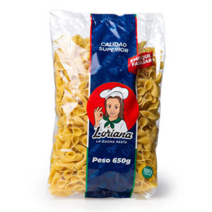 Pasta corta "Corbatas" en su presentación de 650g "Empaque Familiar"